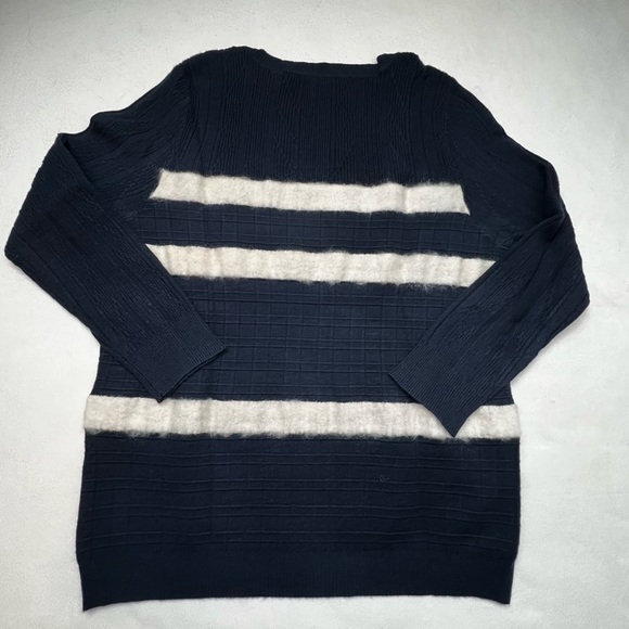 Draper James Navy White Striped Crewneck Sweater Size L - Picture 3 of 8